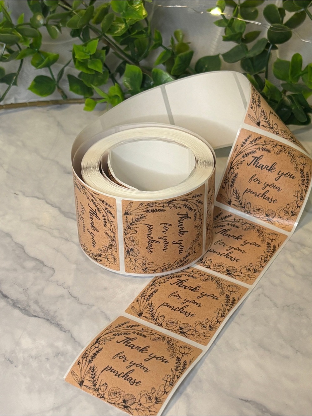 200 Rustic Floral 2x2 Thank You for Your Purchase Stickers | Small Business